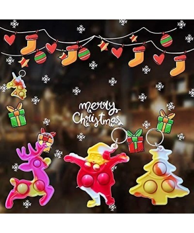 (School Students Gift and Party Favors) 15 Packs Bulk Mini Pop Keychain Backpack Fidget Santa Claus Christmas Tree Decoration...