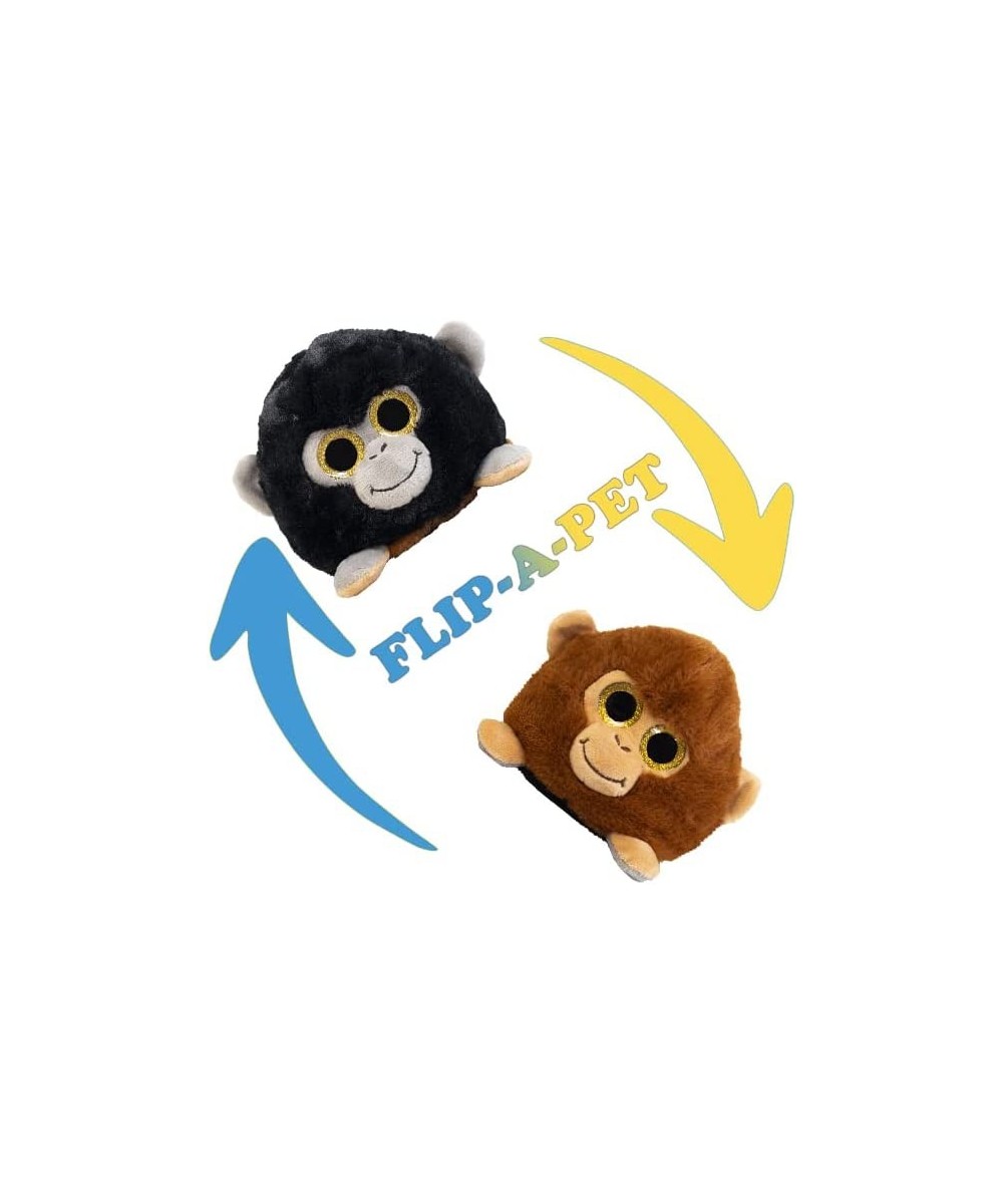 FLIP-A-PET | Original Reversible Plush | Happy Gorilla & Monkey Plushie | 2 Stuffed Animals in 1 | Black & Brown | Kids Toys ...