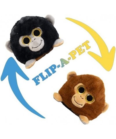 FLIP-A-PET | Original Reversible Plush | Happy Gorilla & Monkey Plushie | 2 Stuffed Animals in 1 | Black & Brown | Kids Toys ...