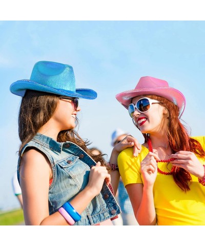 Light Up Cowboy Hat for Women Neon Sparkly Space Cowgirl Hat -Blue $21.10 Kids' Dress-Up Accessories