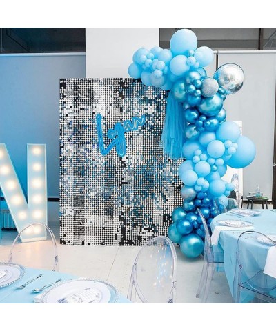 174Pcs Boy's Birthday Different Blue Macaron Size Balloons Garland Kit Dark and Baby Blue Chrome White Balloons for Baby Show...