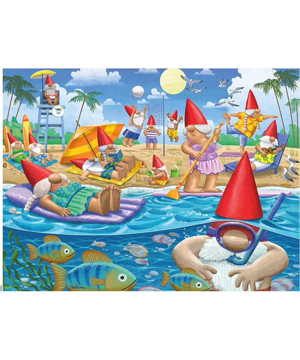 Gnome Sweet Gnome - Beach Day - Oversized 300 Piece Jigsaw Puzzle $21.14 Jigsaw Puzzles