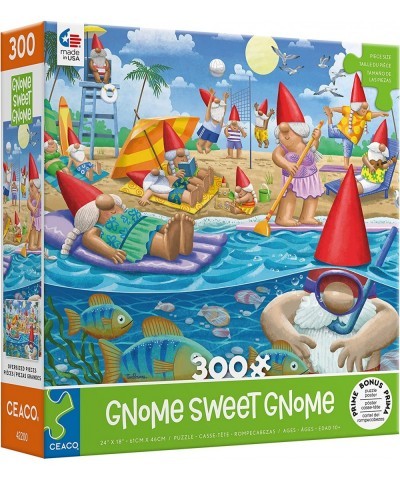 Gnome Sweet Gnome - Beach Day - Oversized 300 Piece Jigsaw Puzzle $21.14 Jigsaw Puzzles