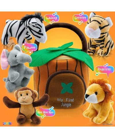 Plush Talking Stuffed Animals Jungle Set - Plush Toys Set with Carrier for Kids Babies & Toddlers - 6 Piece Set Baby Stuffed ...