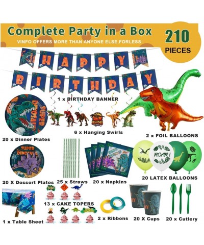 Dinosaur Birthday Party Supplies Kit For Boys Dinosaur Party Decorations-20 Guest-Include Dino Plates Cups Napkins Banner Cut...