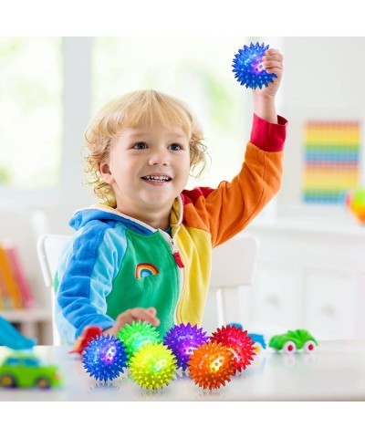 36 Pack Light Up Bouncy Balls for Kids LED Spiky Ball with Rope Fidget Sensory Toys Stress Balls Grow in The Dark Flashing Ba...