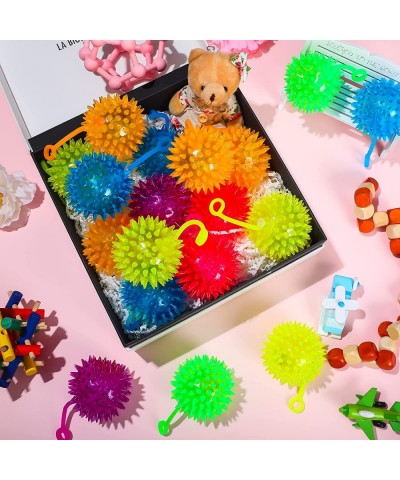 36 Pack Light Up Bouncy Balls for Kids LED Spiky Ball with Rope Fidget Sensory Toys Stress Balls Grow in The Dark Flashing Ba...