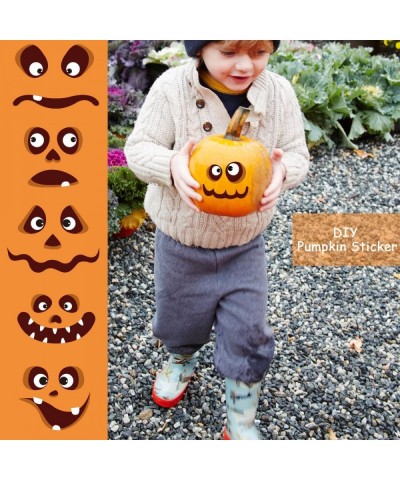 Halloween Pumpkin Face Stickers 60pcs Halloween Jack-O-Lantern Decorations Self-Adhesive Faces Expressions Stickers Pumpkin D...