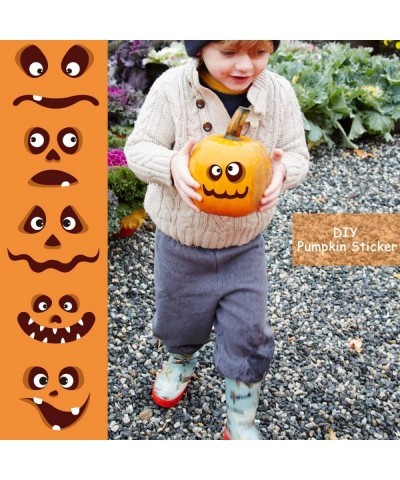 Halloween Pumpkin Face Stickers 60pcs Halloween Jack-O-Lantern Decorations Self-Adhesive Faces Expressions Stickers Pumpkin D...