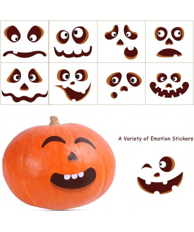 Halloween Pumpkin Face Stickers 60pcs Halloween Jack-O-Lantern Decorations Self-Adhesive Faces Expressions Stickers Pumpkin D...