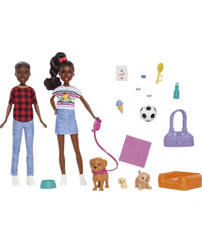 It Takes Two Playset with Jackson & Jayla Twins Dolls & 13 Storytelling Pieces Including 3 Pet Puppies & Accessories Toy for ...