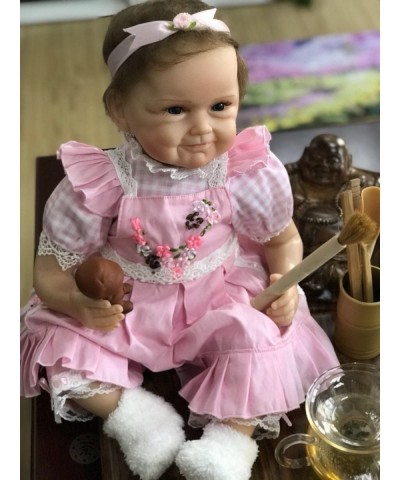 22 Inch Realistic Reborn Baby Dolls Girl Weighted Body Vinyl Silicone Newborn Baby Doll Skirt Outfit $83.40 Dolls