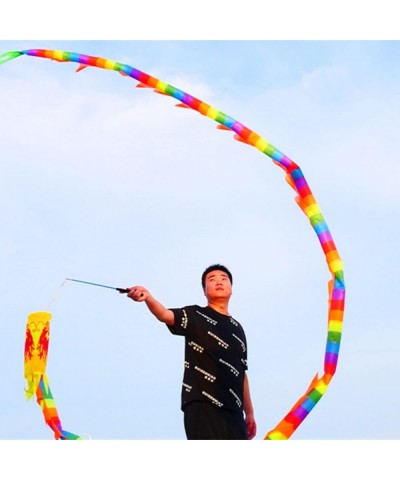 3D Colorful Dragon Silk Flowy Spinning Shaking Poi for Fitness Juggling and Games Flinging The Dragon Spiral (16.4FT Rainbow ...