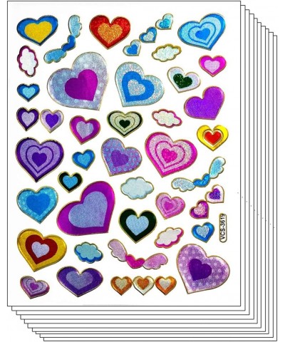 Stickers Glitter Pack 10 Sheets Colorful Heart Angel Wings Flying Cartoon Label Stickers Craft Art Scrapbooking Decorations S...