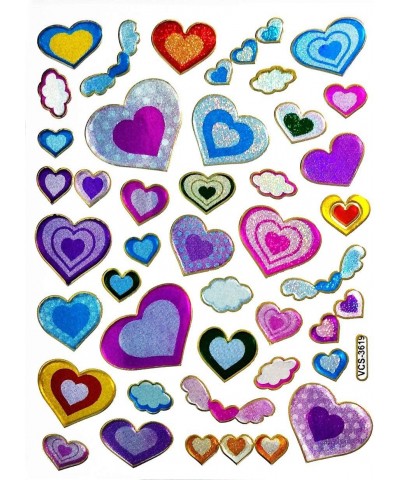 Stickers Glitter Pack 10 Sheets Colorful Heart Angel Wings Flying Cartoon Label Stickers Craft Art Scrapbooking Decorations S...