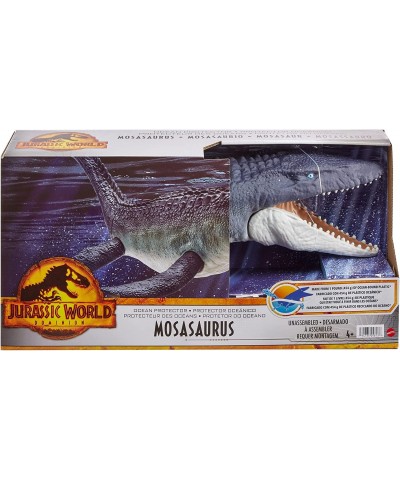 Jurassic World Dominion Ocean Protector Mosasaurus Dinosaur Action Figure from 1 Pound of Recycled Plastic Movable Joints Toy...