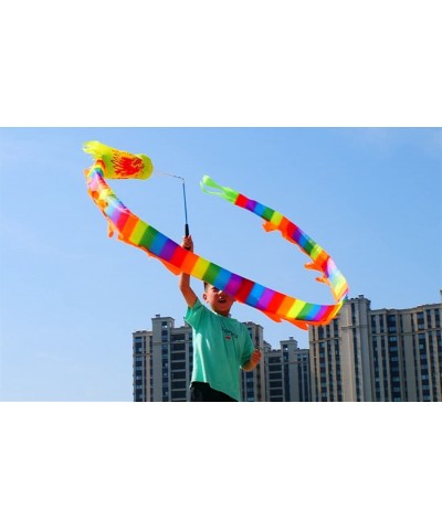 3D Colorful Dragon Silk Flowy Spinning Shaking Poi for Fitness Juggling and Games Flinging The Dragon Spiral (16.4FT Rainbow ...