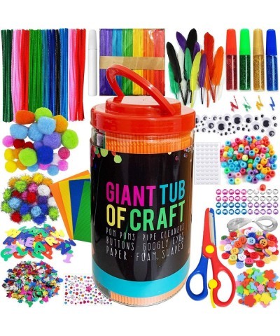 Kids Crafts and Art Supplies Jar Kit - 560+ Piece Set - Make Bracelets and Necklaces - Plus Glitter Glue Construction Paper C...