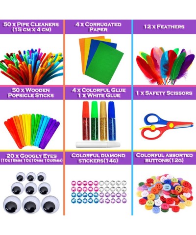 Kids Crafts and Art Supplies Jar Kit - 560+ Piece Set - Make Bracelets and Necklaces - Plus Glitter Glue Construction Paper C...