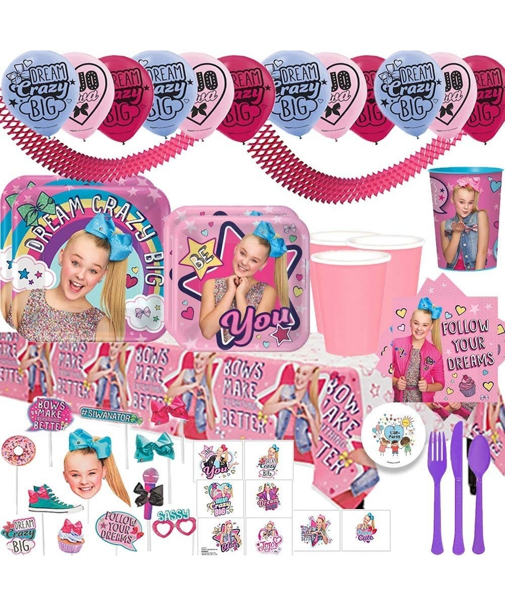 JoJo Siwa Mega Birthday Party Supplies Pack For 16 Guests With Dinner and Dessert Plates Napkins Paper Tablecover Cups Cutler...