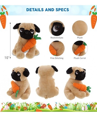 Happy Easter Super Soft Plush Pug Dog with Carrot - Cute Stuffed Animals with Carrot Plush Toy Perfect Easter Holiday Surpris...