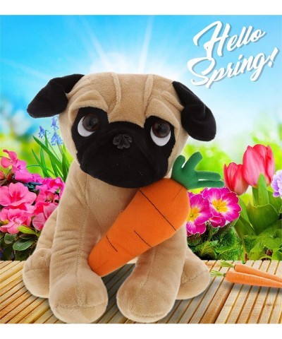 Happy Easter Super Soft Plush Pug Dog with Carrot - Cute Stuffed Animals with Carrot Plush Toy Perfect Easter Holiday Surpris...