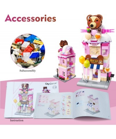 Building Blocks Toys for Girls Teddy Theme Store Pink Building Toy Store Bricks Toys STEM Toys Creative Construction Play Set...