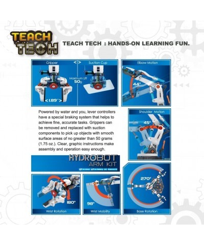 Teach Tech “Hydrobot Arm Kit” Hydraulic Kit STEM Building Toy for Kids 10+ $60.88 Educational Science Kits