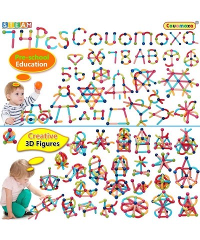 74 PCS Magnetic Blocks Sticks Construction Building Learning Education Stem Preschool Toddler Kids Toys for 3+ Year Old Monte...