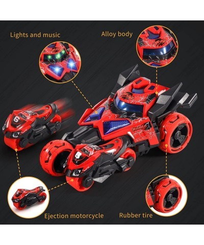 3 in 1 Alloy Racing Motorcycle Model Cars Pull Back Vehicles Catapult Toy for Boys Toddlers Age 4-8 Launcher Toys with Light ...