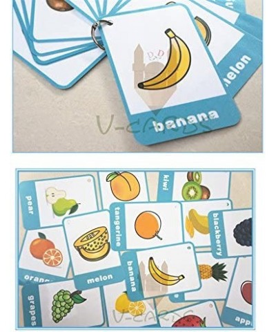 SANTSUN14 Pieces Fruit- Educational Learning Picture & Word Card Flashcards(English Word Learning Card & Pocket Size Flash Ca...