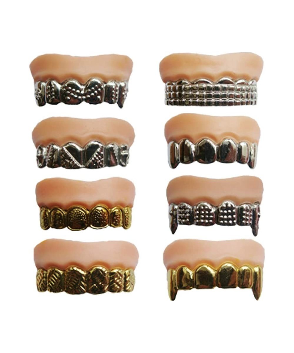 12 Pcs Funny Gold Silver Teeth Ugly Fake Teeth Prank Toy Plastic Troubled Teeth for Halloween Christmas Decoration $19.43 Gag...