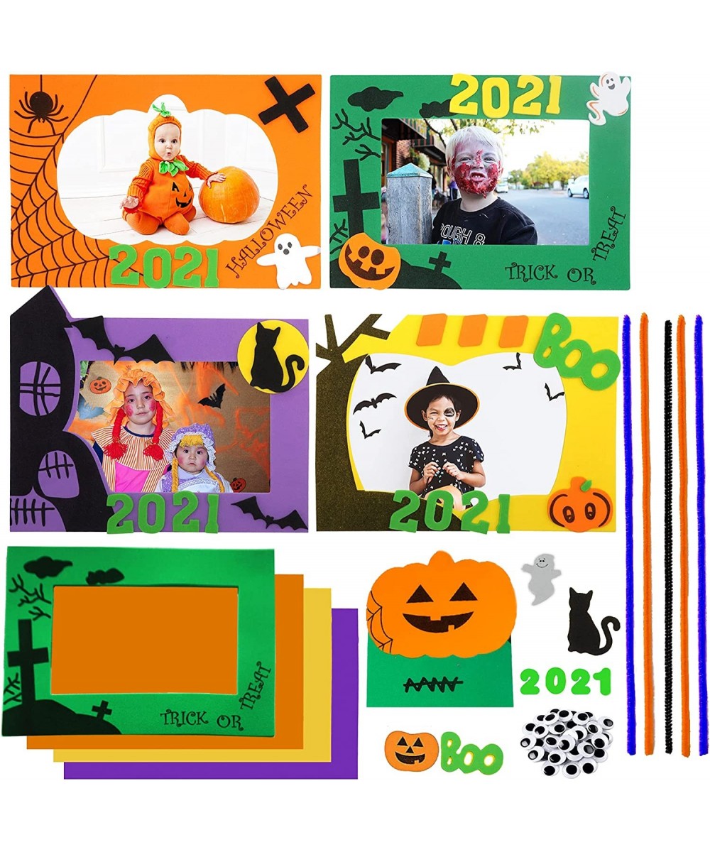 2021 Dated Halloween Crafts for Kids 4 Pcs Picture Frame DIY Kit Fall Arts and Crafts for Toddlers Fun Home Activity $16.27 K...