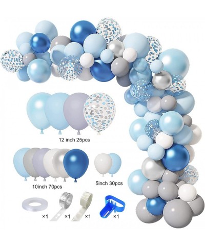 129Pcs Pastel Blue Balloons Arch Garland Kit 12"10"5" Blue Silver Gray Balloons Confetti Latex Balloons for Wedding Bridal Sh...