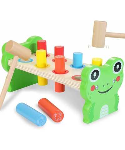 Wooden Hammering Pounding Toy Montessori Early Developmental Toys for 1 2 3 Year Old Sensory Learning Toys with 2 Mallets & 8...