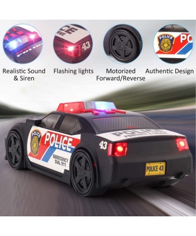 Motorized Police Cruiser Kids Toy Cop Car Electric Model Rush & Rescue Vehicle 1/16 Scale with Button Activated Forward Rever...