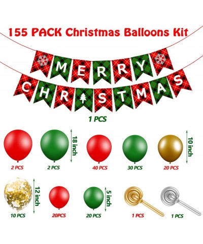 Christmas Balloon Garland Arch Kit - 155 PCS with Elk Silver Red Green Gold Balloons Confetti Candy Cane Balloons for Christm...