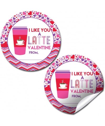 Like You A Latte Coffee-Themed Valentine Party Favor Sticker Labels for Girls 40 2" Party Circle Stickers by AmandaCreation G...