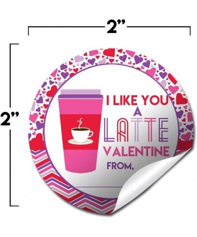 Like You A Latte Coffee-Themed Valentine Party Favor Sticker Labels for Girls 40 2" Party Circle Stickers by AmandaCreation G...