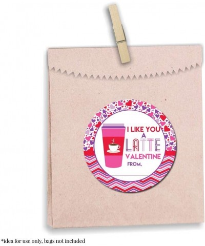 Like You A Latte Coffee-Themed Valentine Party Favor Sticker Labels for Girls 40 2" Party Circle Stickers by AmandaCreation G...