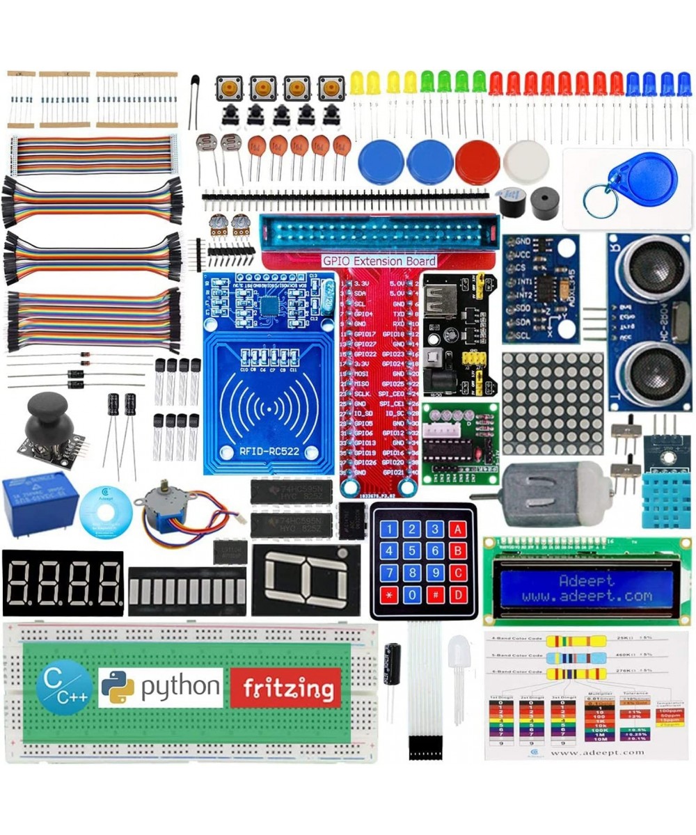 RFID Starter Kit for Raspberry Pi 4 3 2 Model B B+ Stepper Motor ADXL345 40-pin GPIO Extension Board Breadboard with C and Py...