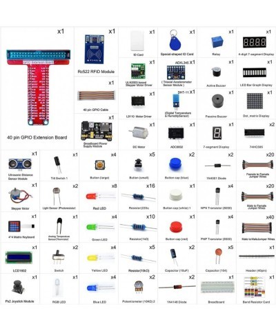 RFID Starter Kit for Raspberry Pi 4 3 2 Model B B+ Stepper Motor ADXL345 40-pin GPIO Extension Board Breadboard with C and Py...