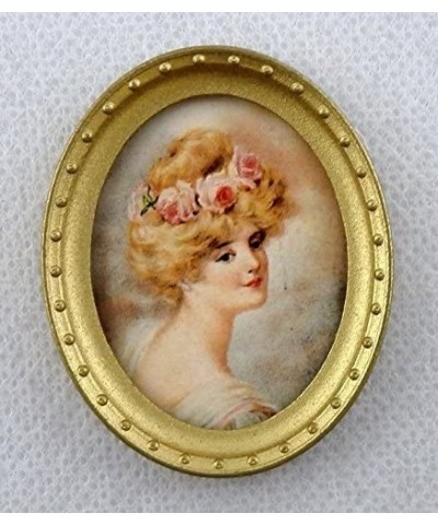 House Miniature Accessory Lady Portrait Picture in Oval Gold Frame B $16.88 Dollhouse Accessories