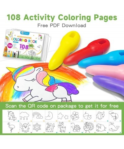 Key Crayons for Toddlers 12 Colors 99.99% Unbreakable Non-Toxic Easy to Hold Washable Crayons with 108 FREE Coloring Books PD...