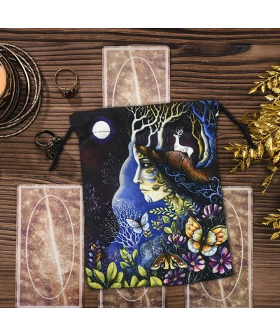 Tarot Bag Velvet Tarot Card Bag - Drawstring Tarot Pouch Rune Bag | Double Side Printed Tarot Dice Bag | Tarot Card Holder St...