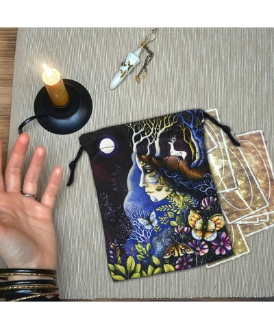 Tarot Bag Velvet Tarot Card Bag - Drawstring Tarot Pouch Rune Bag | Double Side Printed Tarot Dice Bag | Tarot Card Holder St...