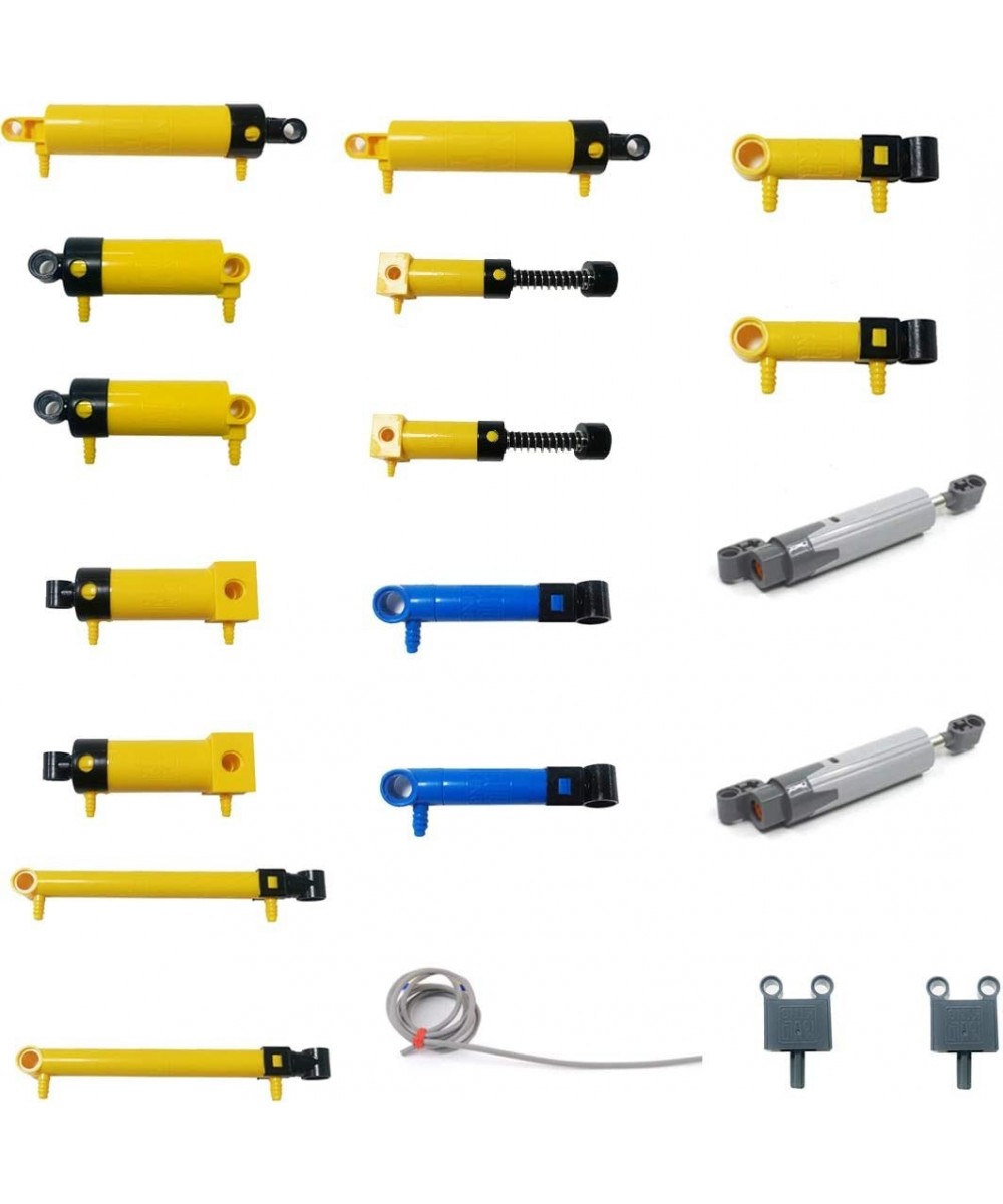 19Pcs 10-Kinds MOC Pneumatic Parts Bricks with Air Pump Push Rod Switch Piston Air Pipe DIY Small Particle Stem Building Bloc...