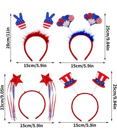 Patriotic Head Boppers 4 Pieces Independence Day Headbands 4th of July Headwear American Flag Headpiece Independence Day Part...