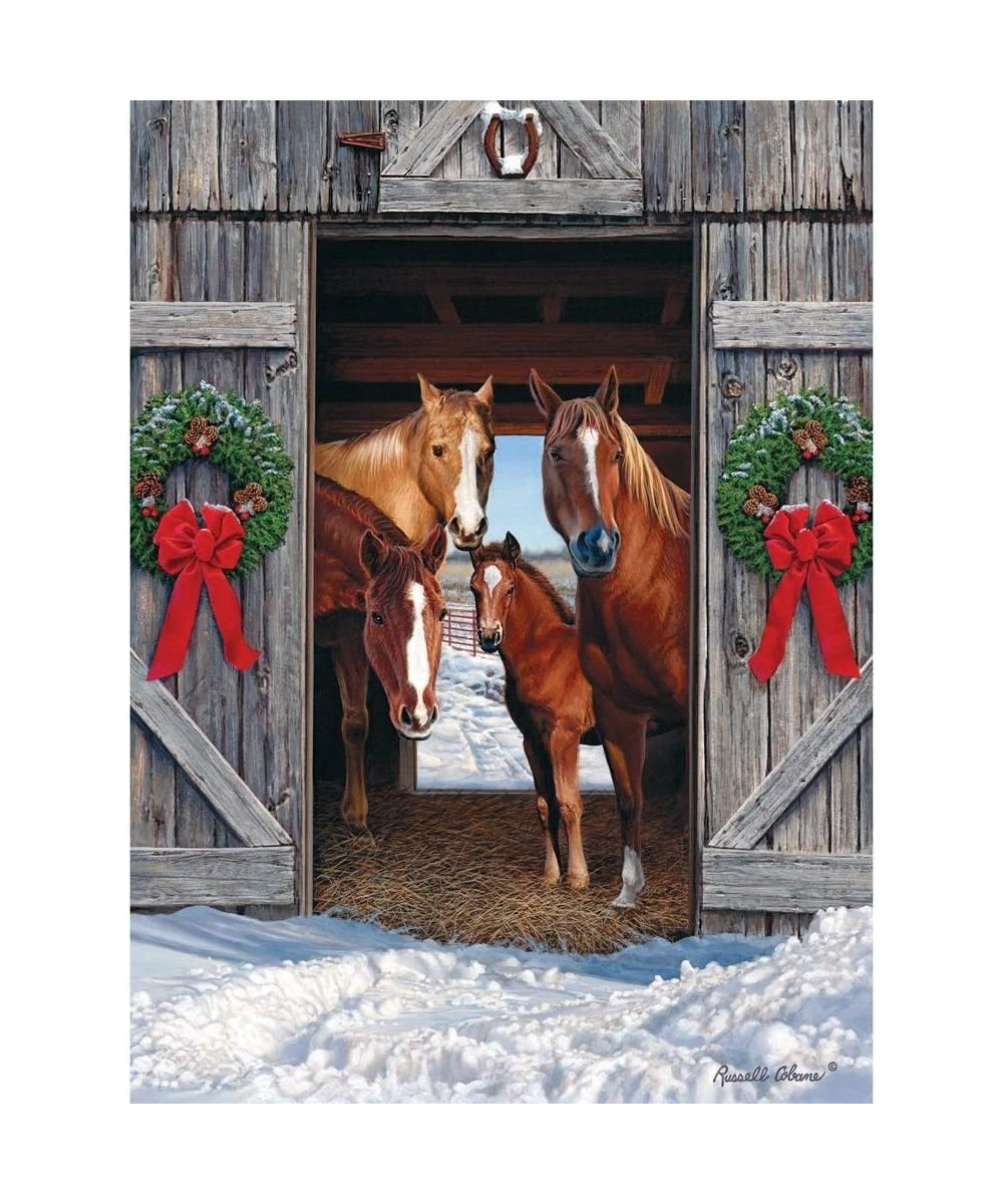 1000 Piece Jigsaw Puzzle for Adults - Horse Barn Christmas - 1000 pc Winter Holiday Scene Jigsaw by Artist Russell Cobane $29...