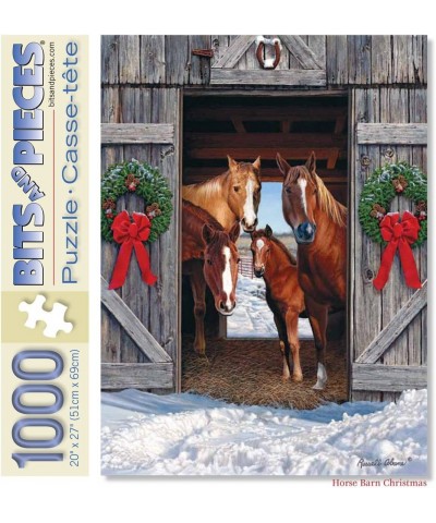 1000 Piece Jigsaw Puzzle for Adults - Horse Barn Christmas - 1000 pc Winter Holiday Scene Jigsaw by Artist Russell Cobane $29...